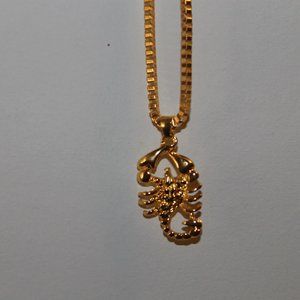 Brand New Men's Gold Plated Scorpion Necklace Charm Pendant